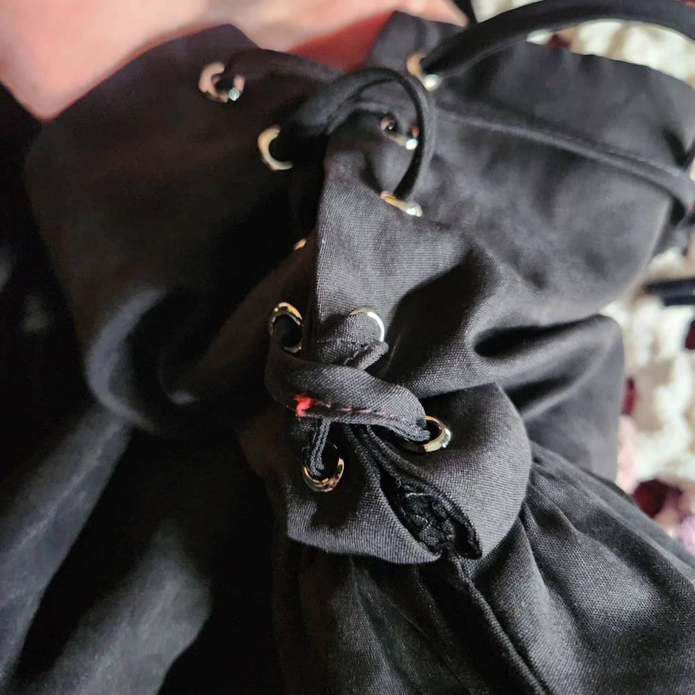 Midnight Hour Black Skater Skirt with Red Lace Up Design - Picture 7 of 8